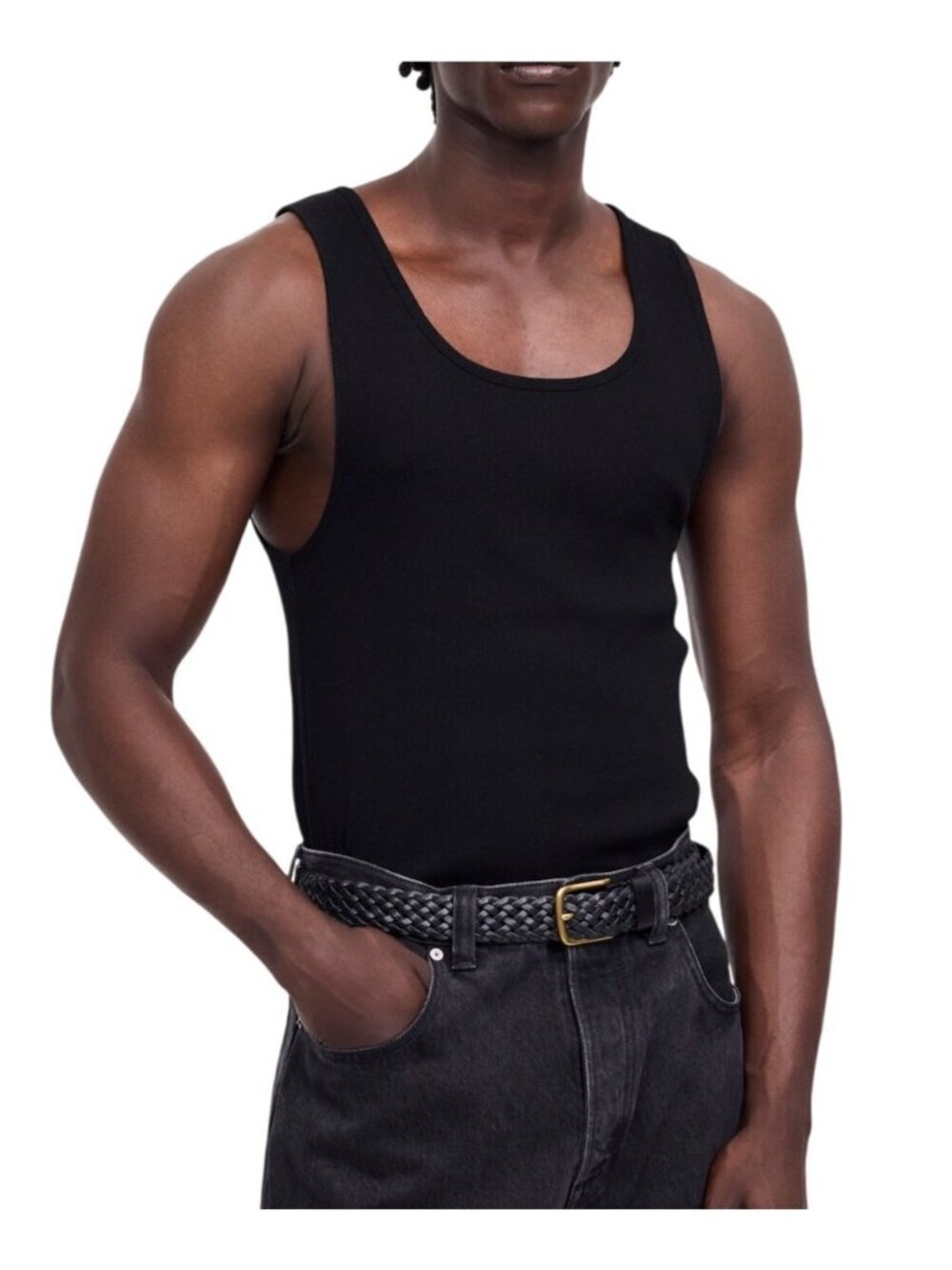Madewell Mens Ribbed Tank~Size XS~Jet Black Regular Fit Top NWT L17 09